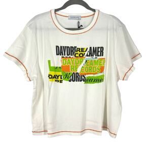 Daydreamer Ransom Note Shrunken Tee Graphic Band Records Vintage White 1X NWT